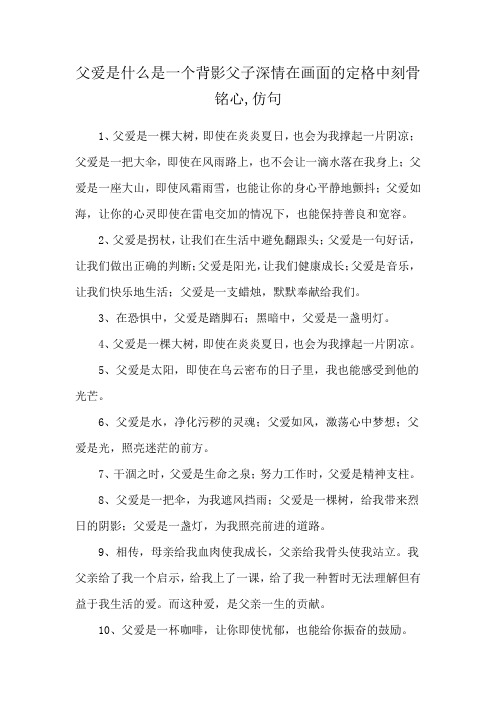 父爱是什么是一个背影父子深情在画面的定格中刻骨铭心,仿句