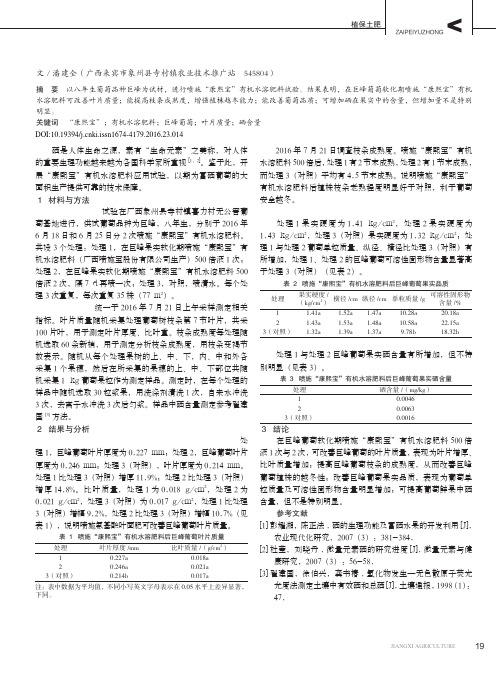 巨峰葡萄喷施“康熙宝”有机水溶肥料试验