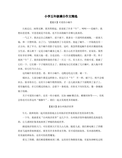 厦门市小学五年级满分作文推荐学习优秀作文精选作文 (26)