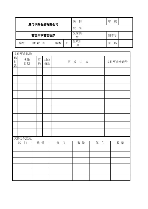 【实用文档类】知名食品要求管理评审管理控制程序.精品