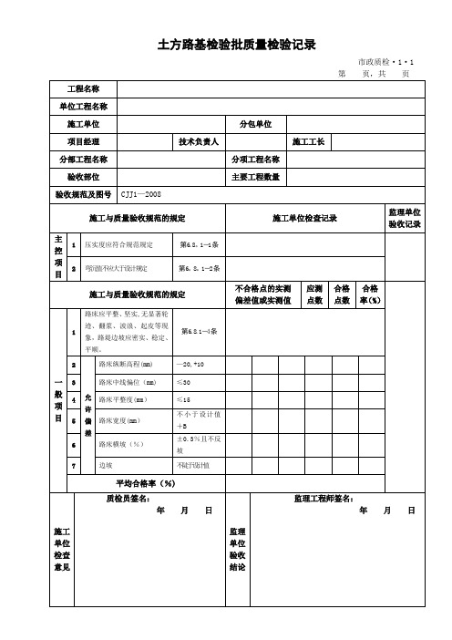 道路工程检验批表格