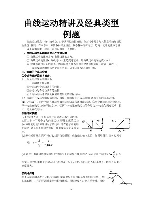 曲线运动精讲及经典类型例题