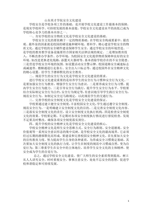 山东学院安全文化建设