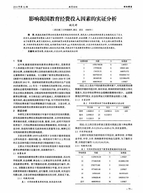 影响我国教育经费投入因素的实证分析