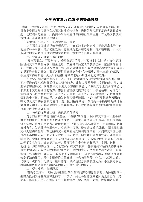 小学语文复习课效率的提高策略