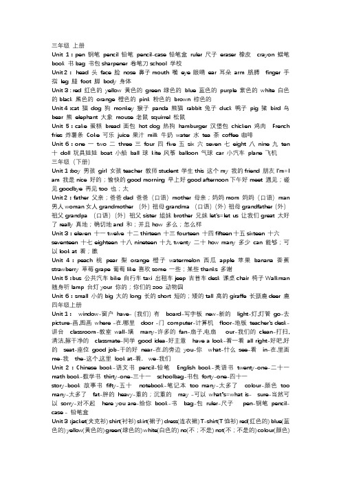 苏教版小学3-6年级英语词汇