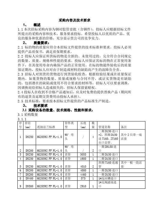 采购内容及技术要求