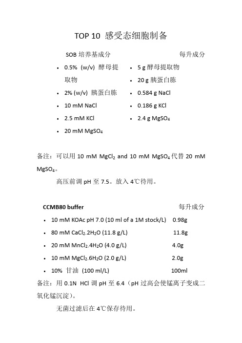 TOP10感受态制作方法