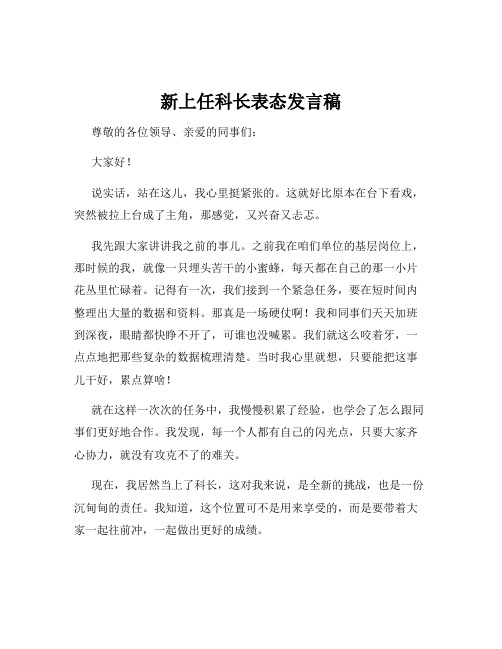 新上任科长表态发言稿