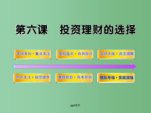 高中政治 2.6《投资理财的选择》全程复习课件 新人教版必修1