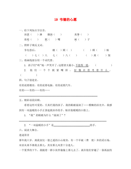 19韦德的心愿练习题及答案