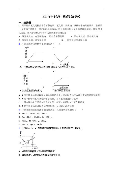 2021年中考化学二模试卷(含答案)