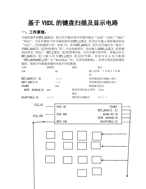 基于VHDL的键盘扫描及显示电路毕业设计