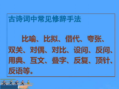 古诗词中常见修辞手法 比喻比拟借代夸张双关对偶对比优选PPT