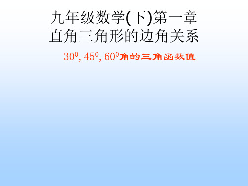 30度,45度,60度角的三角函数值(1)PPT优质课件
