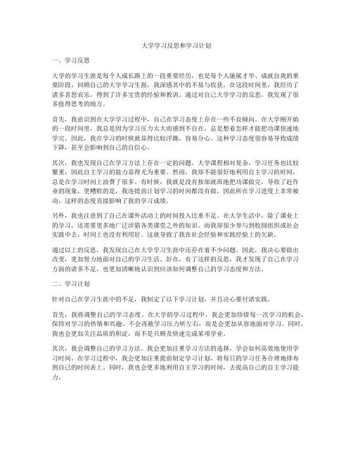 大学学习反思和学习计划