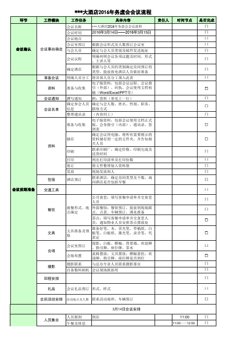 大型会议会务工作流程清单 