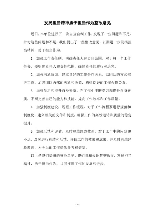 发扬担当精神勇于担当作为整改意见