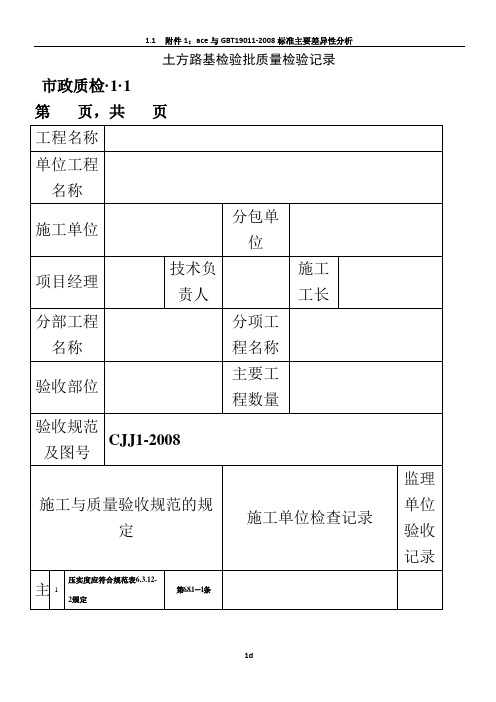 CJJ1-2008城镇道路工程检验批质量检验表格(全套)