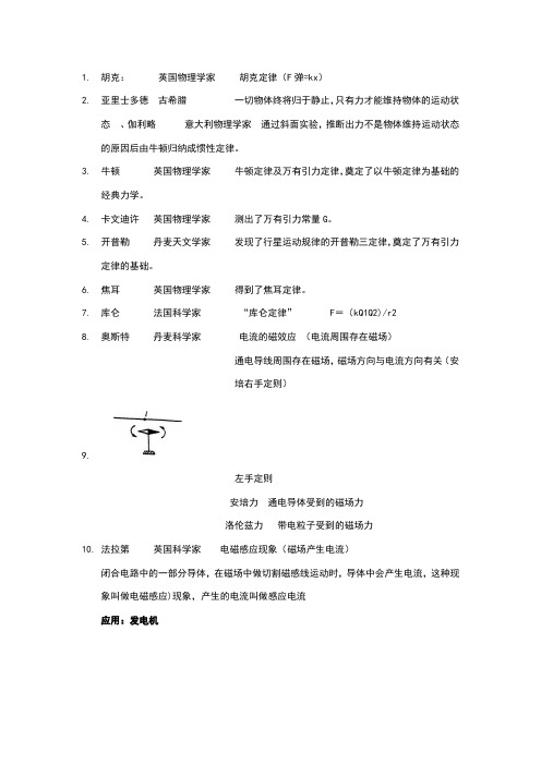 高中物理科学家及成就