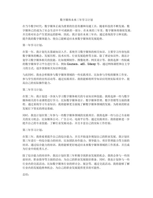 数字媒体未来三年学习计划