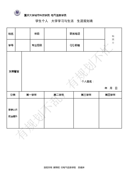 大学生生涯规划表(定稿)