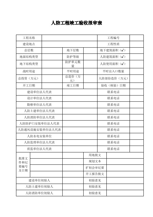 人防工程竣工验收报审表(一式四份)