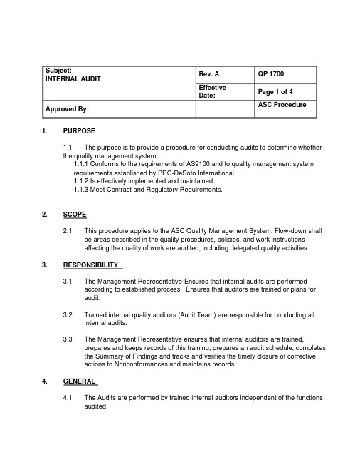 as9100内部审核程序英文版