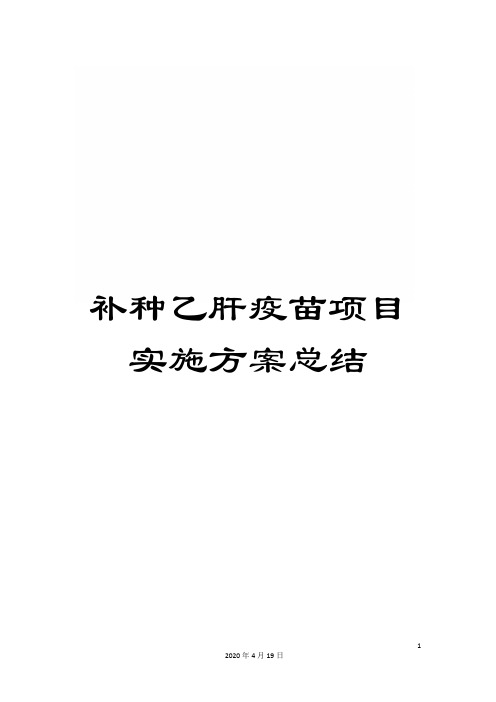 补种乙肝疫苗项目实施方案总结