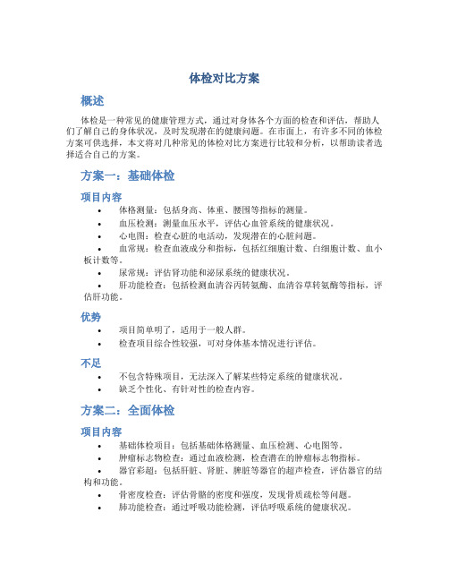 体检对比方案