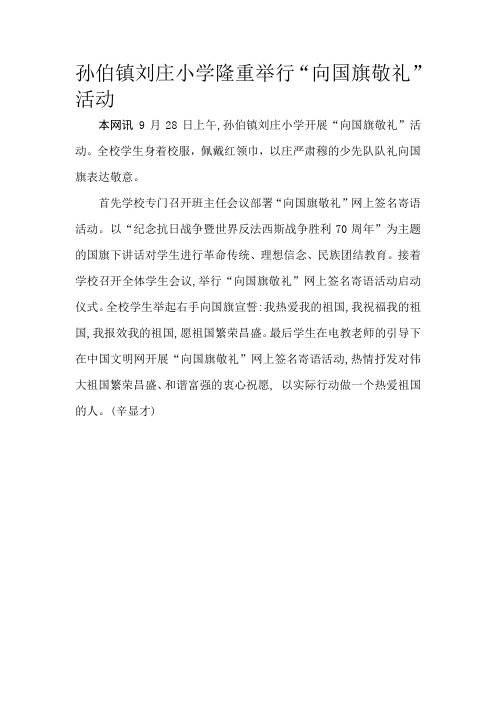 孙伯镇刘庄小学隆重举行向国旗敬礼活动