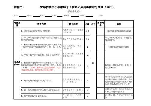 中小学教师信息化应用考核评分细则 (教师个人版)