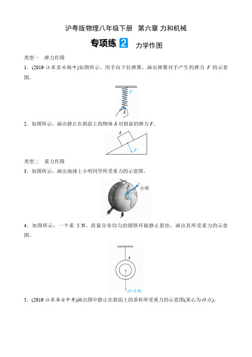 沪粤版物理八年级下册课时练   第六章 力和机械  专项练2 力学作图