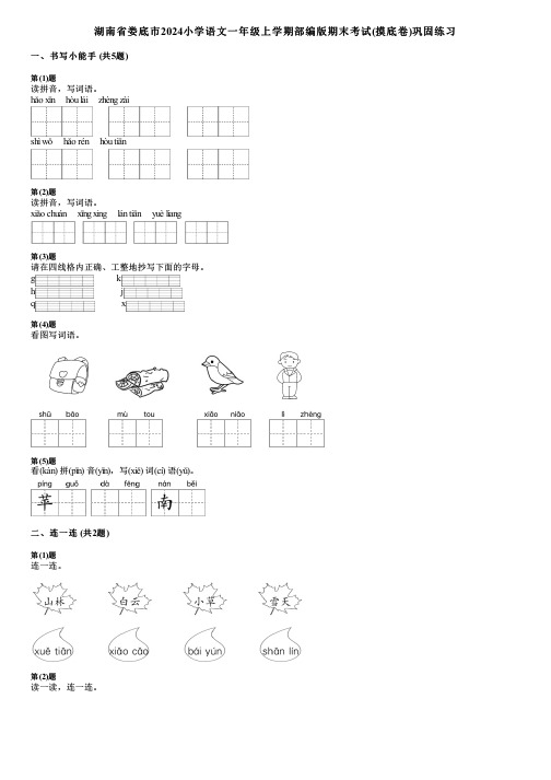 湖南省娄底市2024小学语文一年级上学期部编版期末考试(摸底卷)巩固练习