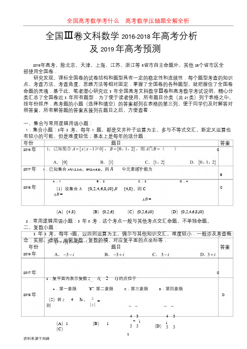 6全国III卷文科数学2016-2018年高考分析及2019年备考策略  26