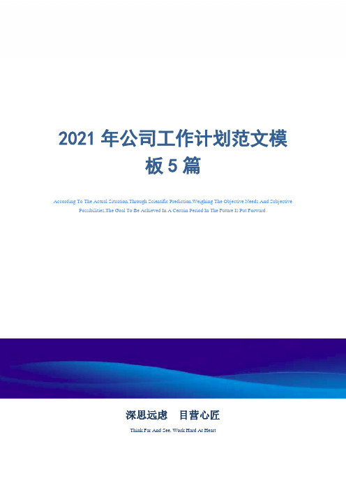 2021年公司工作计划范文模板5篇精选