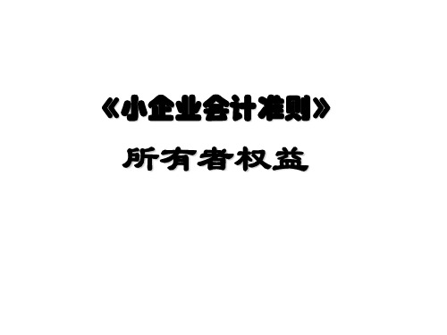 《小企业会计准则》所有者权益