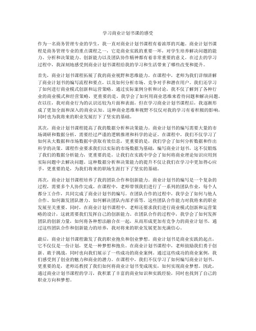 学习商业计划书课的感受