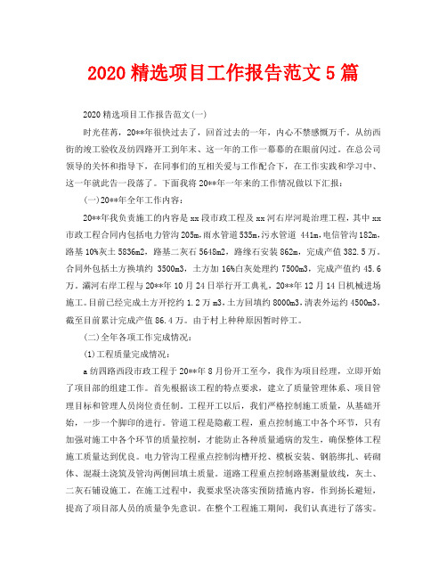 2020精选项目工作报告范文5篇