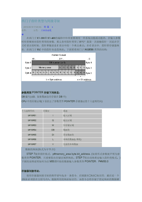 【免费下载】S7300指针类型与间接寻址