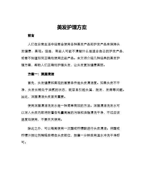 美发护理方案