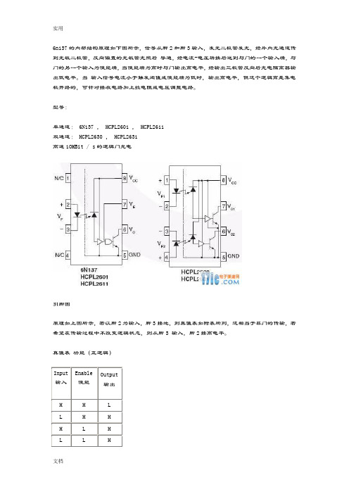 6N137光电耦合器用法