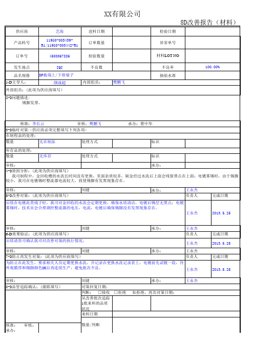 板端上下排锡脚发黑改善报告excel模版