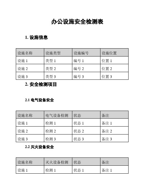 办公设施安全检测表