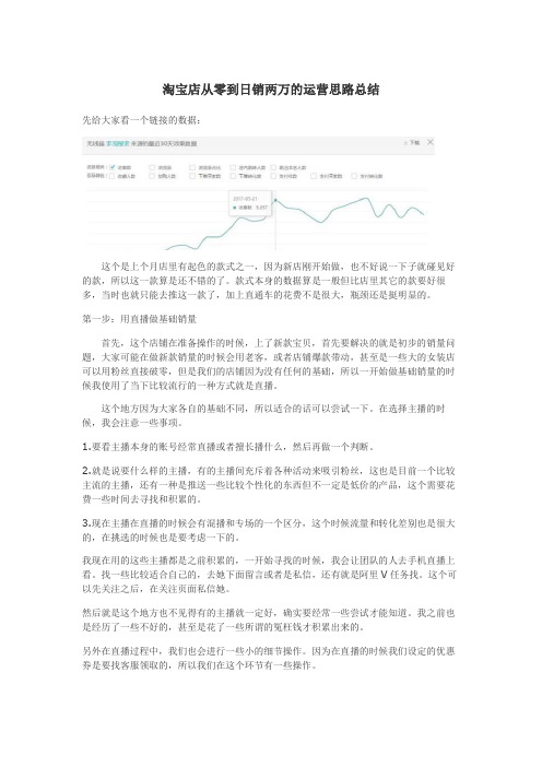 淘宝店从零到日销两万的运营思路总结