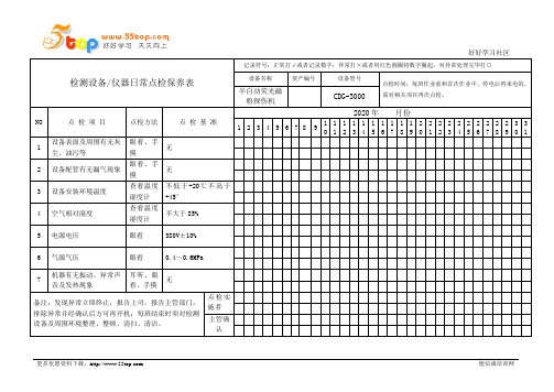 半自动荧光磁粉探伤机点检保养记录表