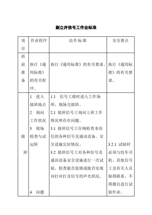 副立井信号工作业标准