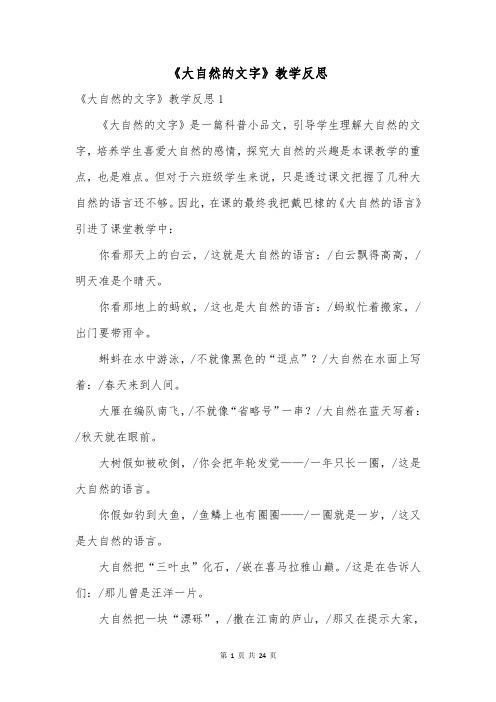 《大自然的文字》教学反思