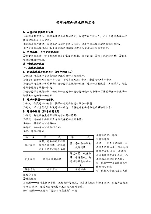 部编版初中地理知识点归纳汇总