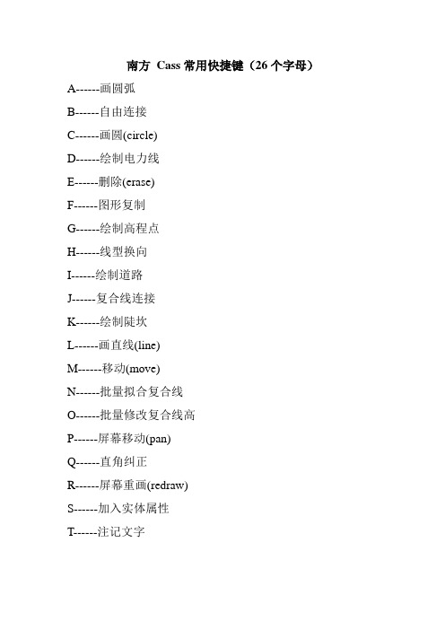 南方-Cass常用快捷键(26个字母)